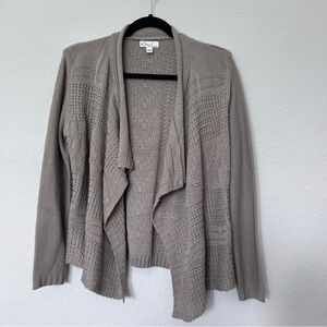 Kim Rogers Open-Front Cardigan Sweater Size Small Taupe